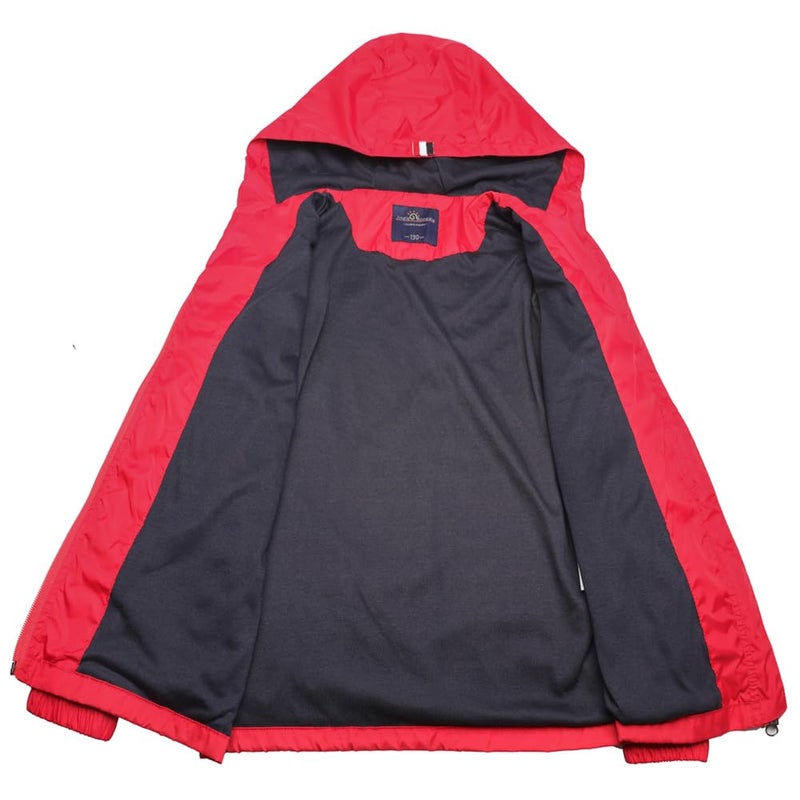 Jingle Bongala Boys Girls Lightweight Breathable Raincoat Waterproof Hooded Rain Jacket Windbreaker Easy to Fold-Red-160 - Image 4